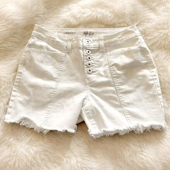 Style & Co White Button Fly Shorts High Rise Casual Summer - Picture 2 of 7